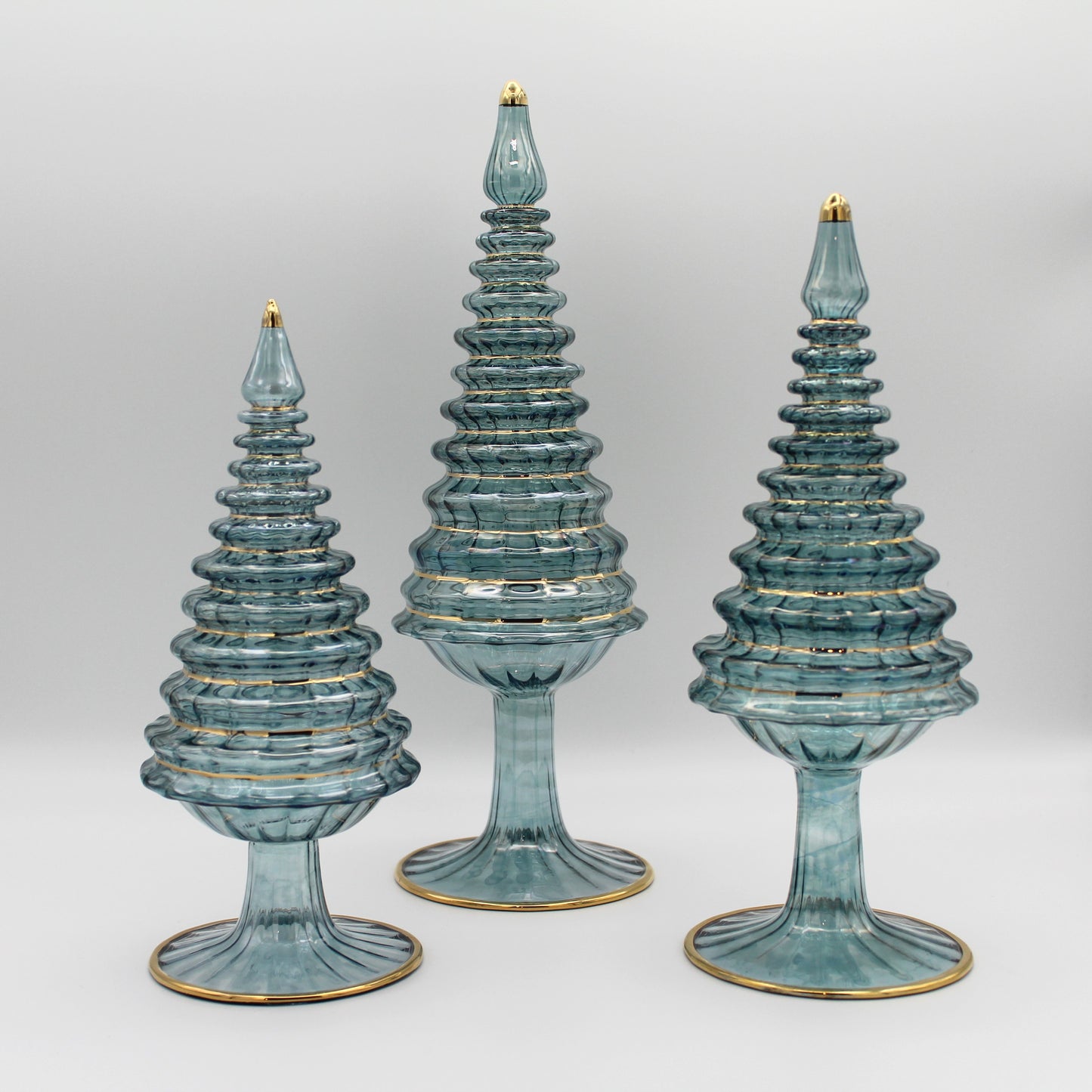 Blown Glass Tabletop Christmas Tree - Blue Spruce