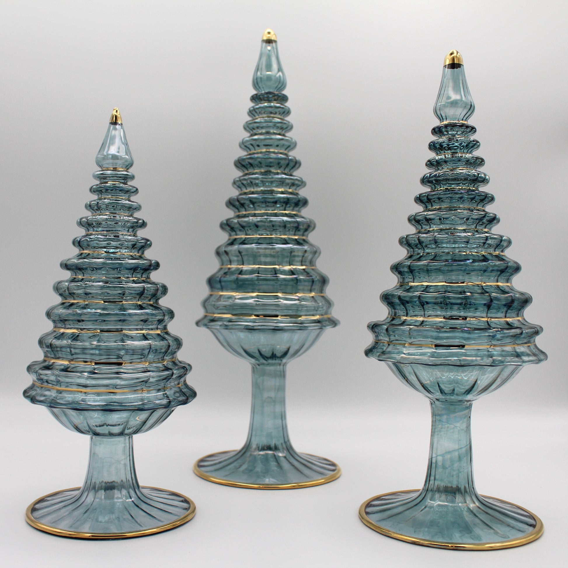 Blown Glass Tabletop Christmas Tree - Blue Spruce