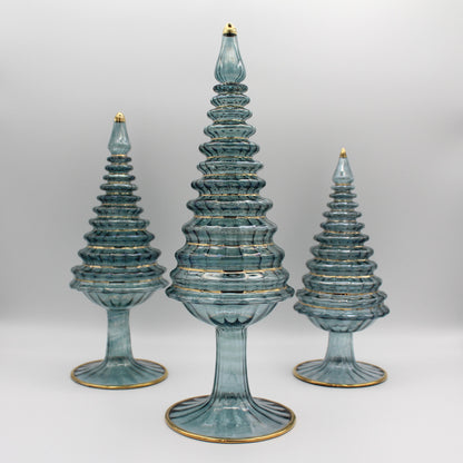 Blown Glass Tabletop Christmas Tree - Blue Spruce