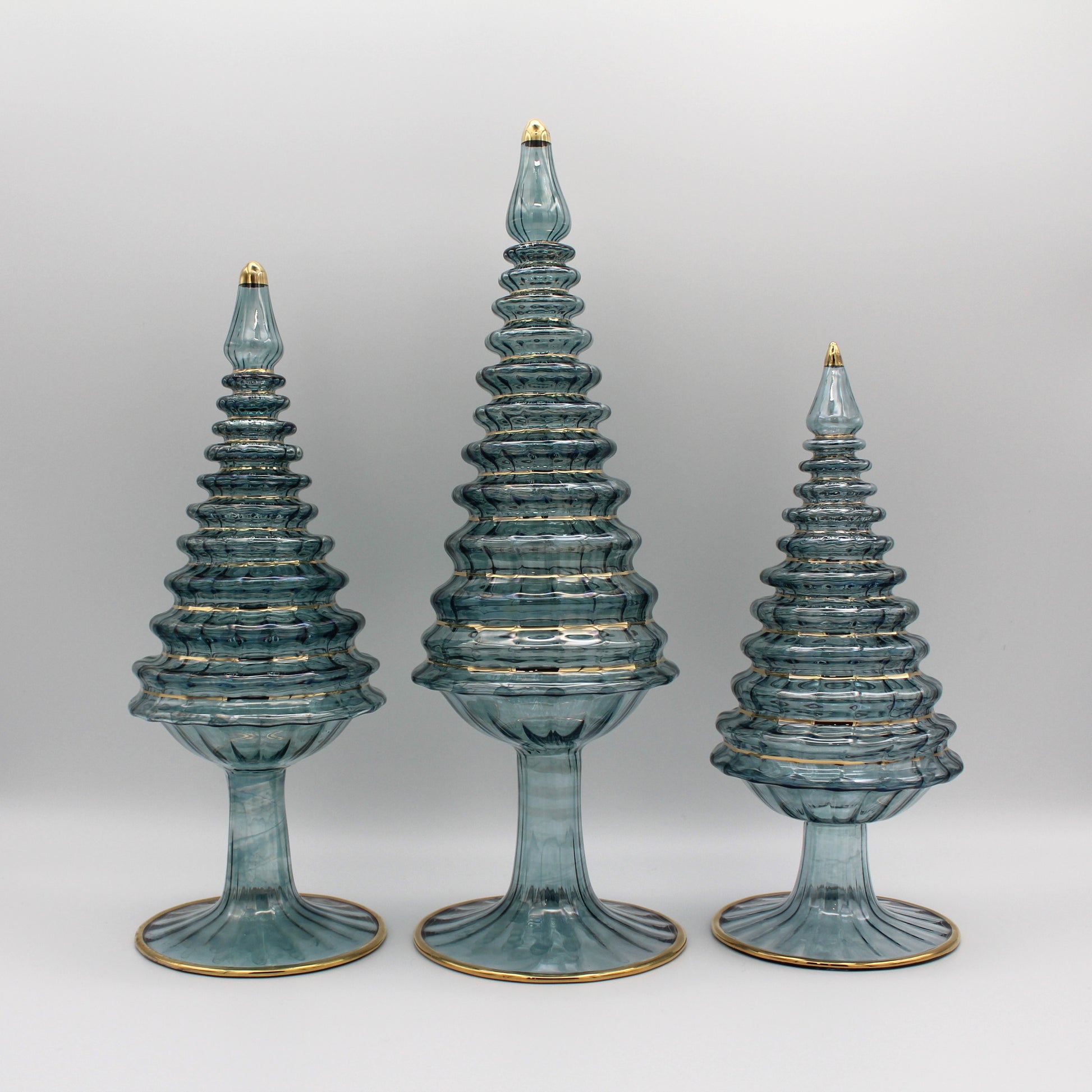 Blown Glass Tabletop Christmas Tree - Blue Spruce