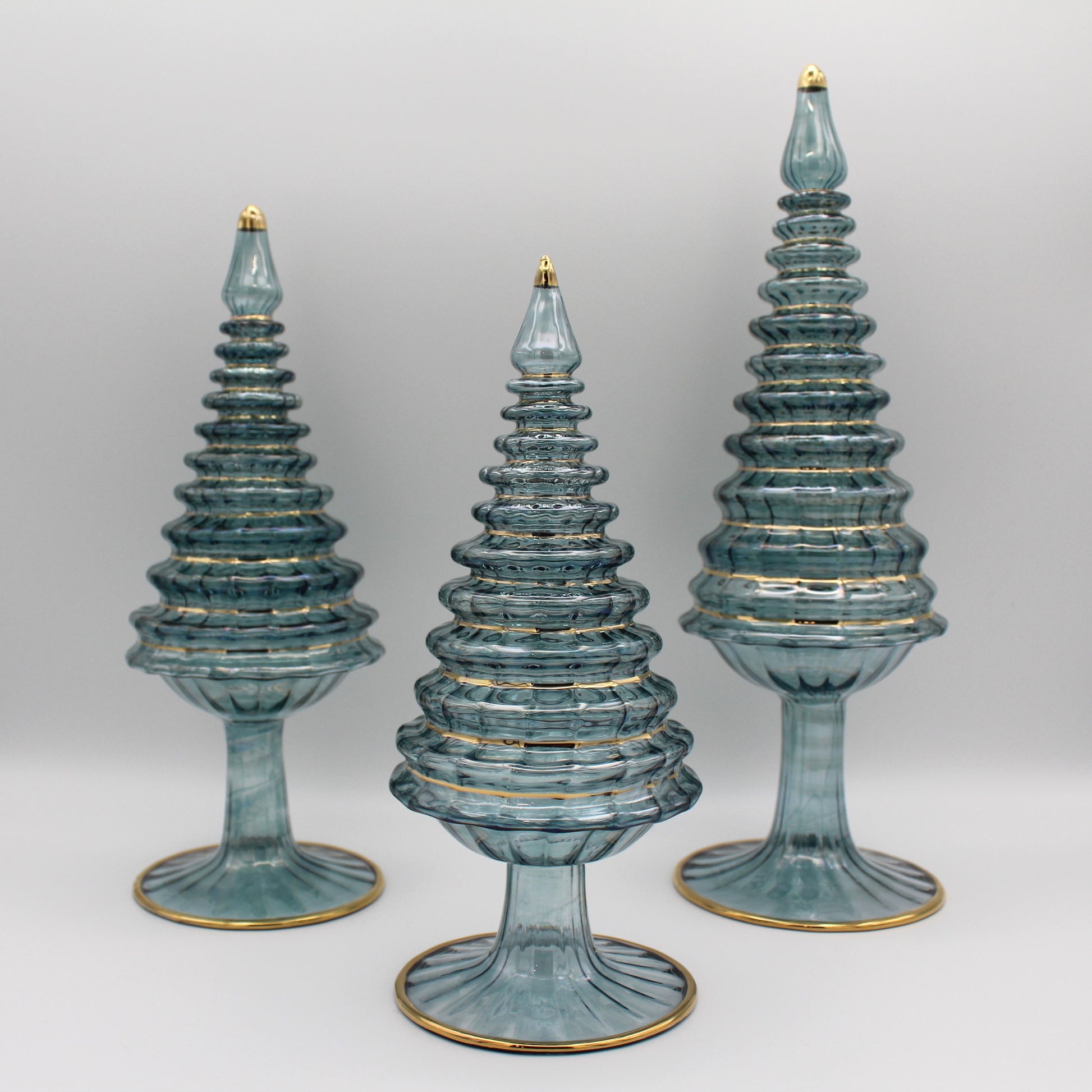 Blown Glass Tabletop Christmas Tree - Blue Spruce