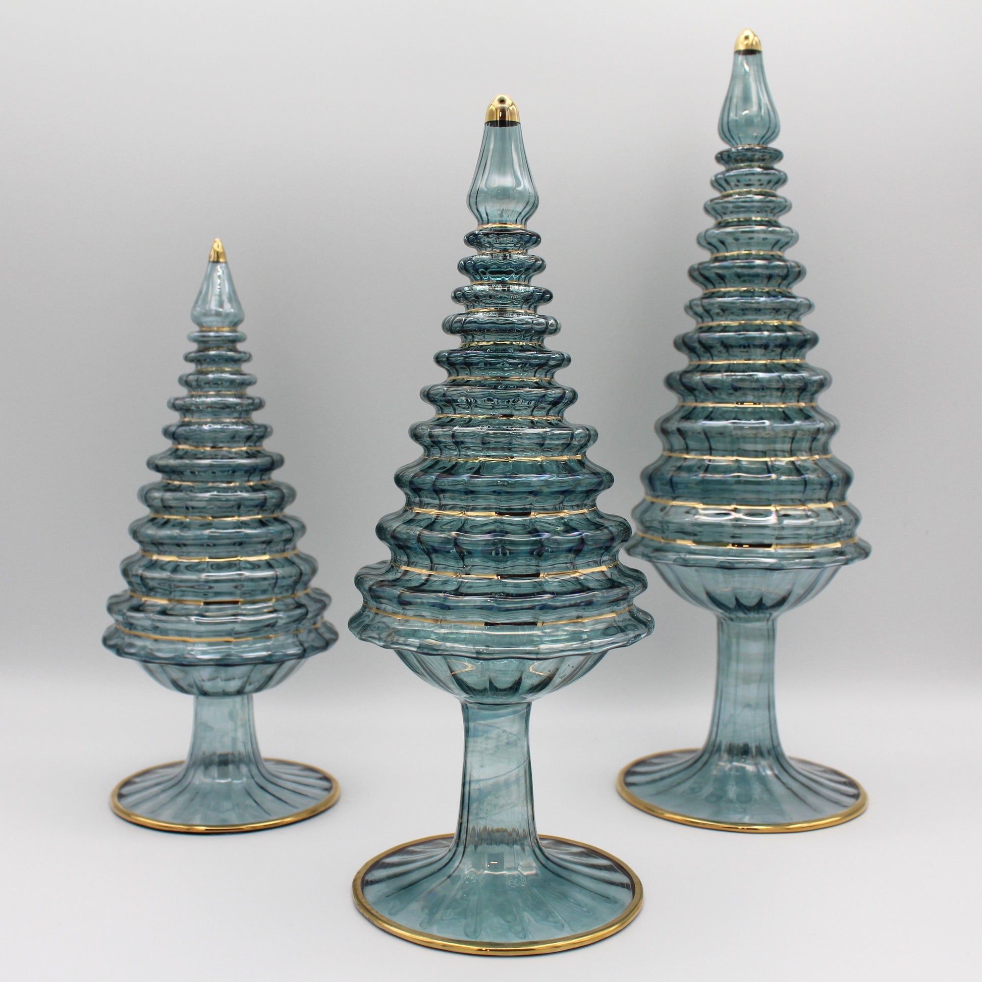 Blown Glass Tabletop Christmas Tree - Blue Spruce