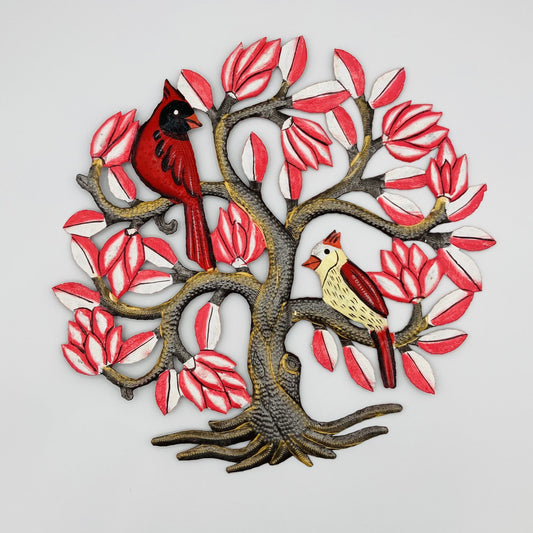 Metal Wall Décor With Cardinals on Cherry Blossom Tree