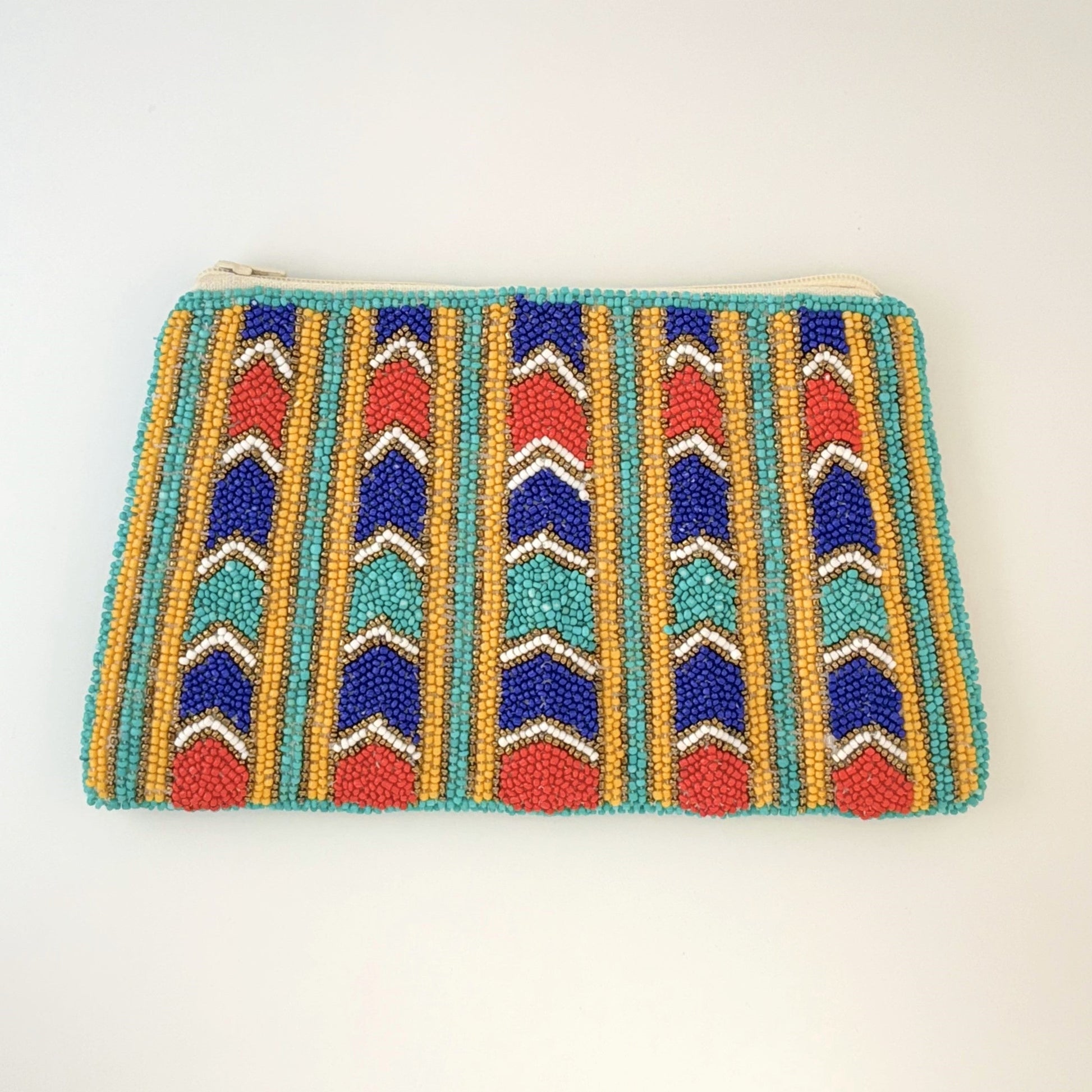 Nefertiti Hand-beaded Clutch - Blue & Red