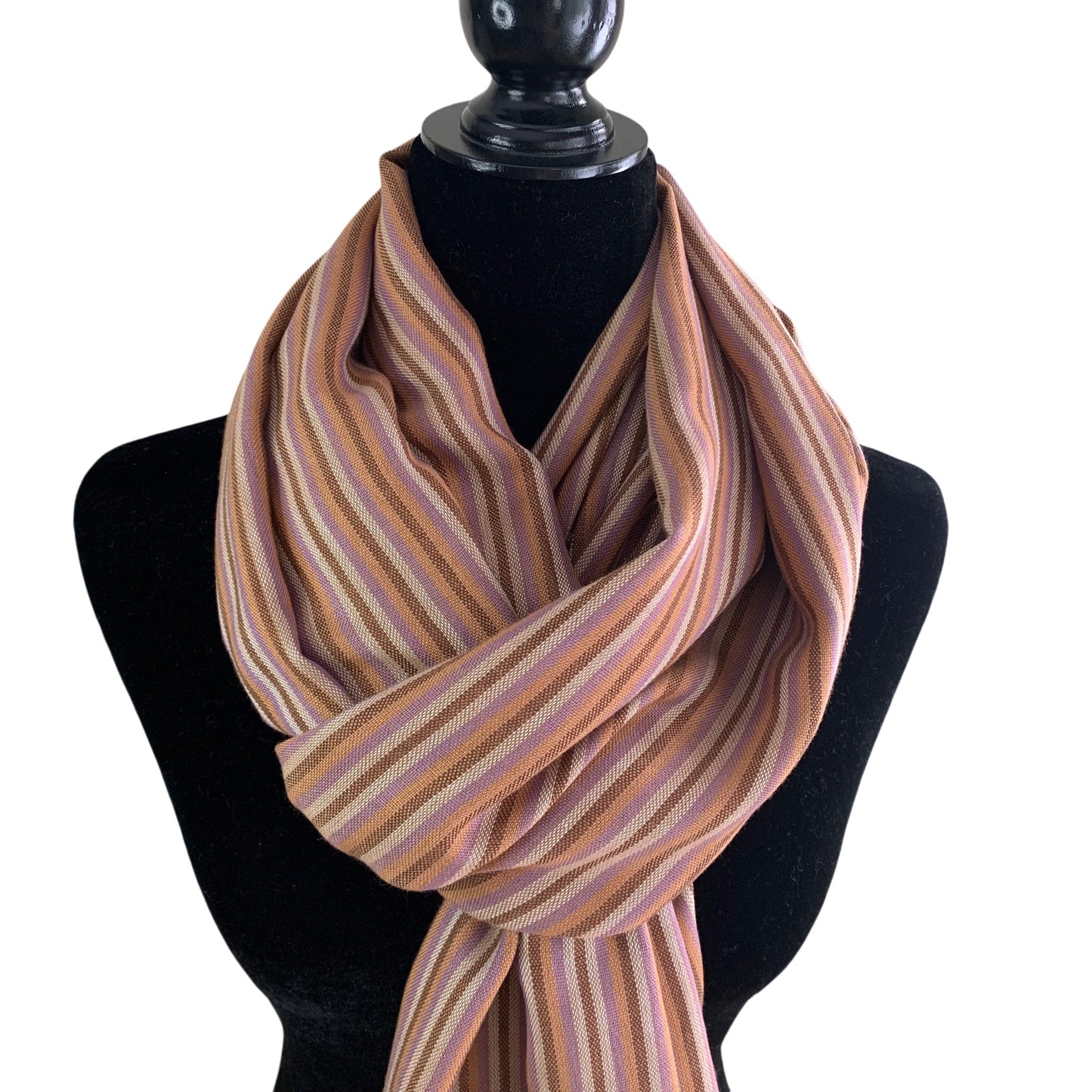 Thin Striped Handwoven Bamboo Viscose Scarf - Lilac & More: Earthy Tones