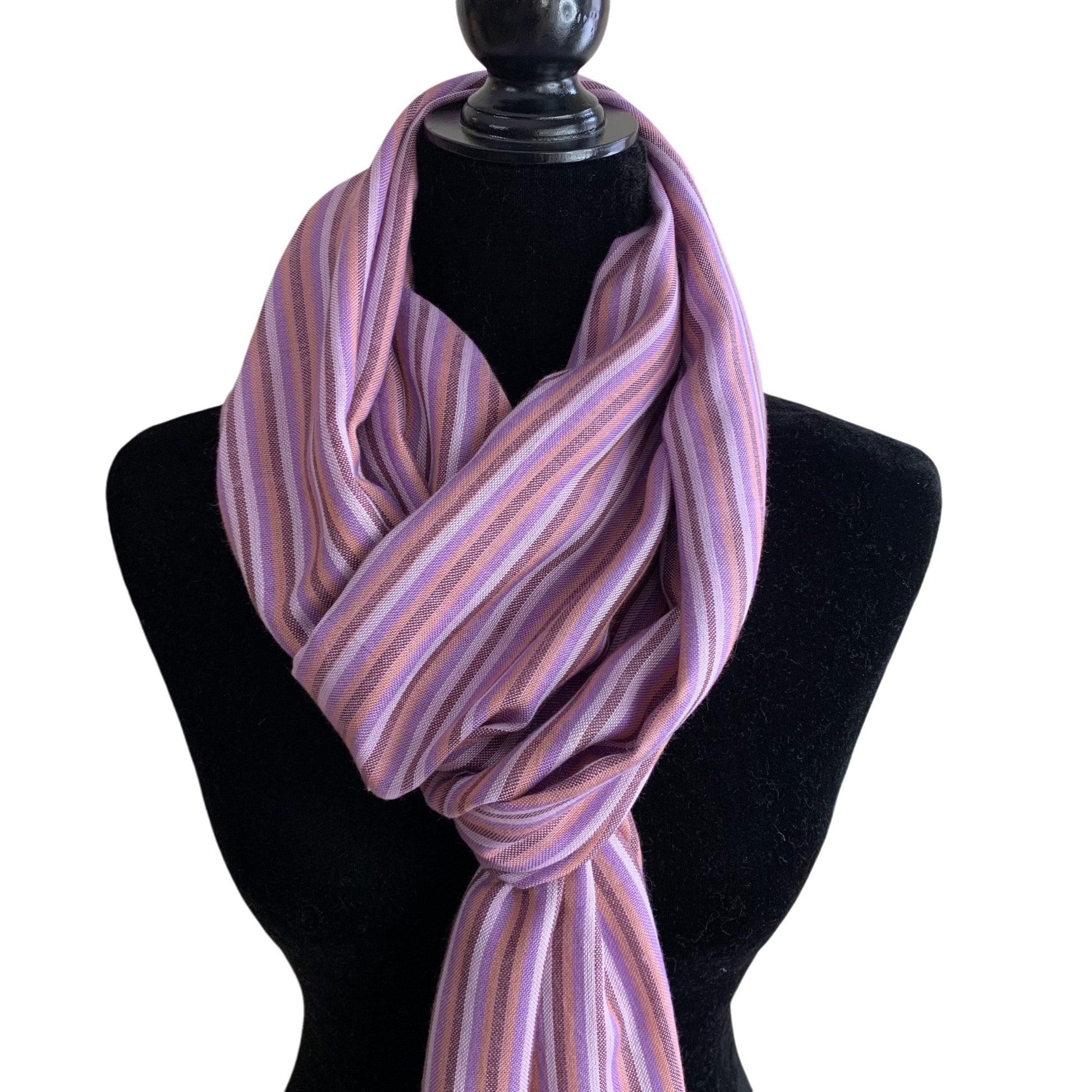 Thin Striped Handwoven Bamboo Viscose Scarf - Lilac & More: Light Tones