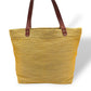 Upcycled Tote Bag with Leather Straps - Mustard