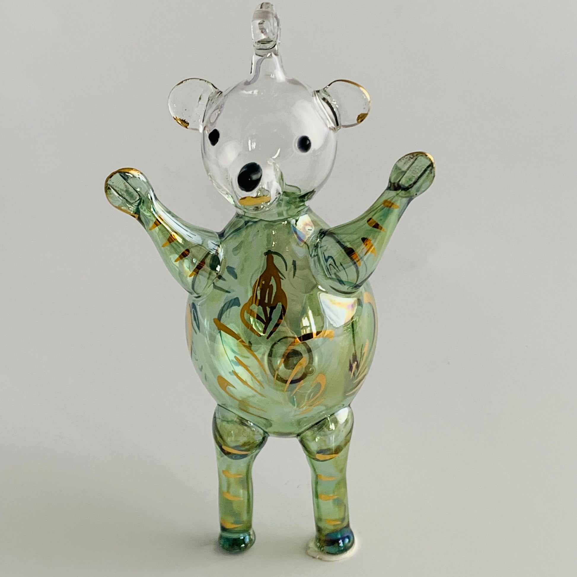 Blown Glass Ornament - Magic Bear: Green