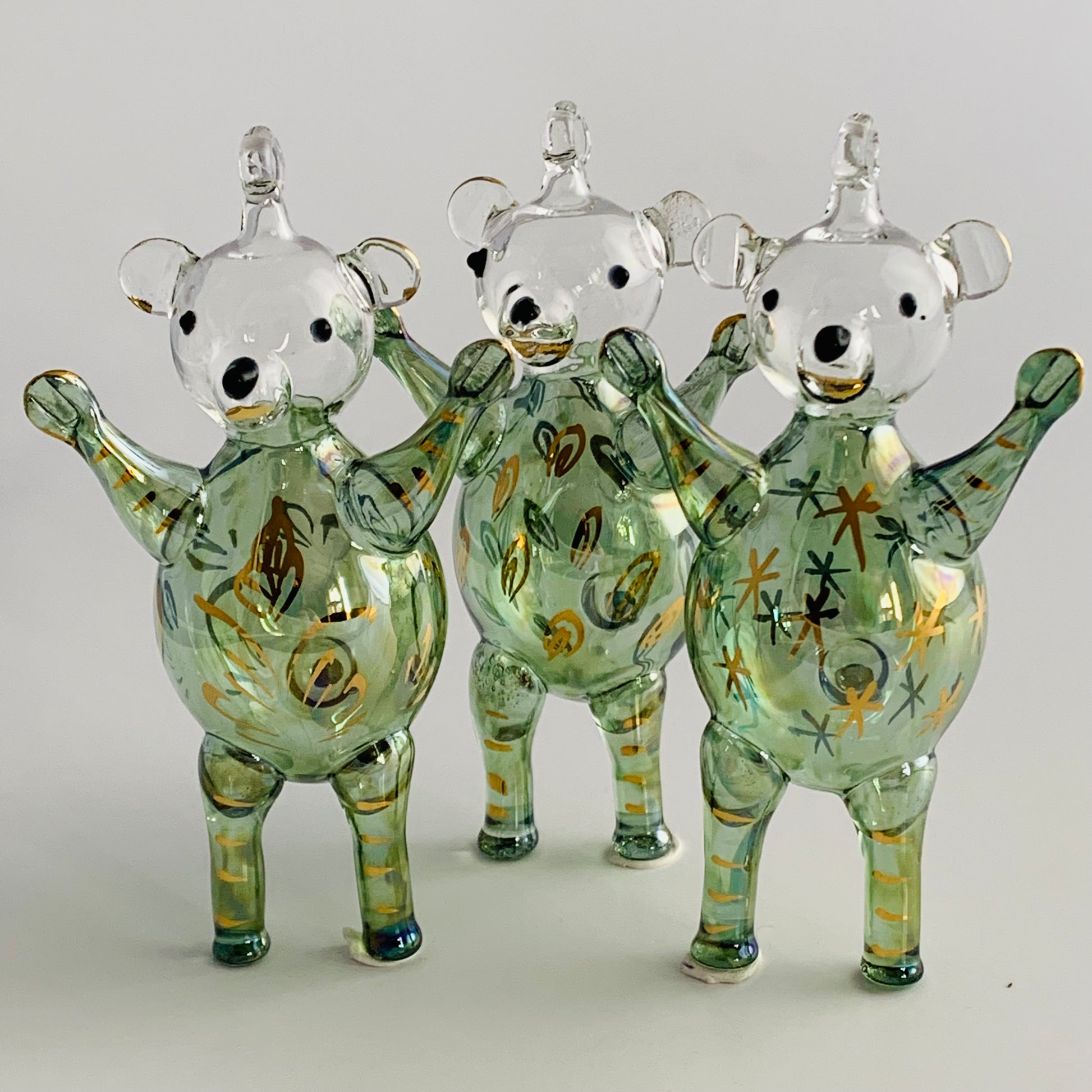 Blown Glass Ornament - Magic Bear: Green