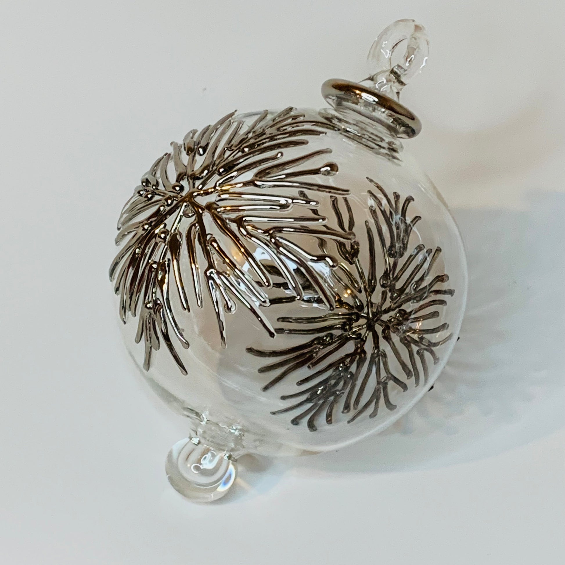 Blown Glass Ornament - Frozen Silver