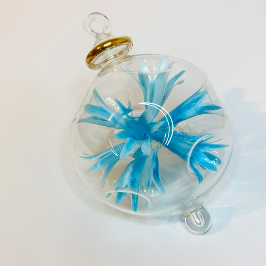 Blown Glass Ornament - Blossoms Sky Blue