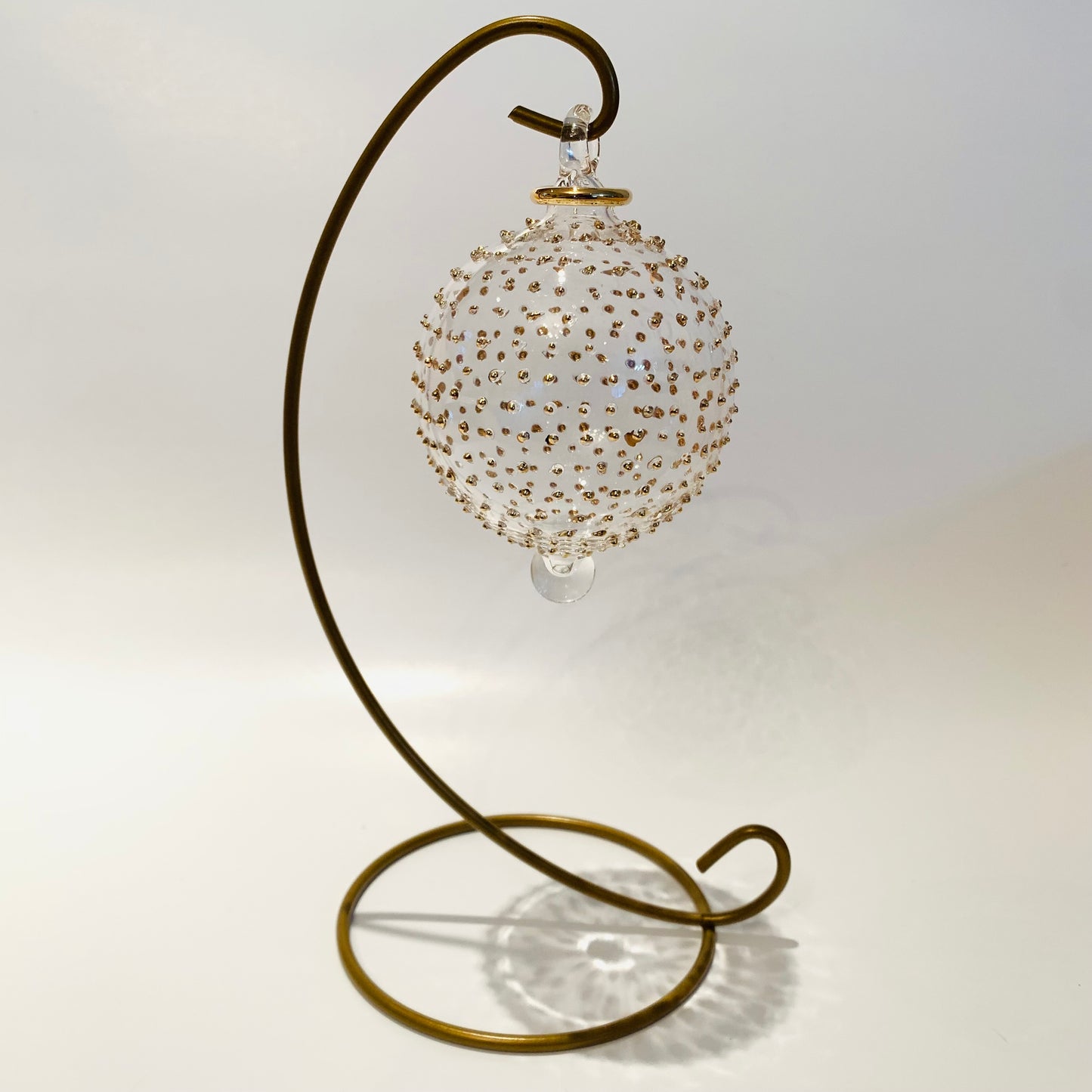 Blown Glass Ornament - Gold Dots