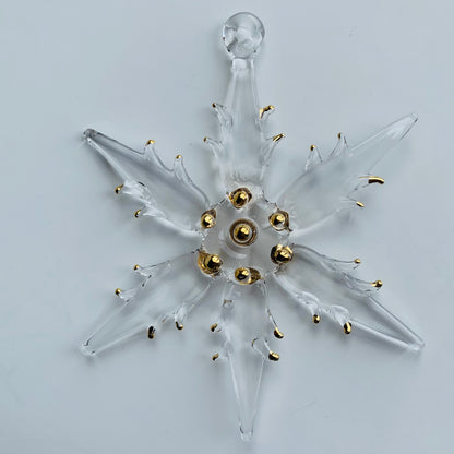 Blown Glass Ornament - Snow Flake: Clear