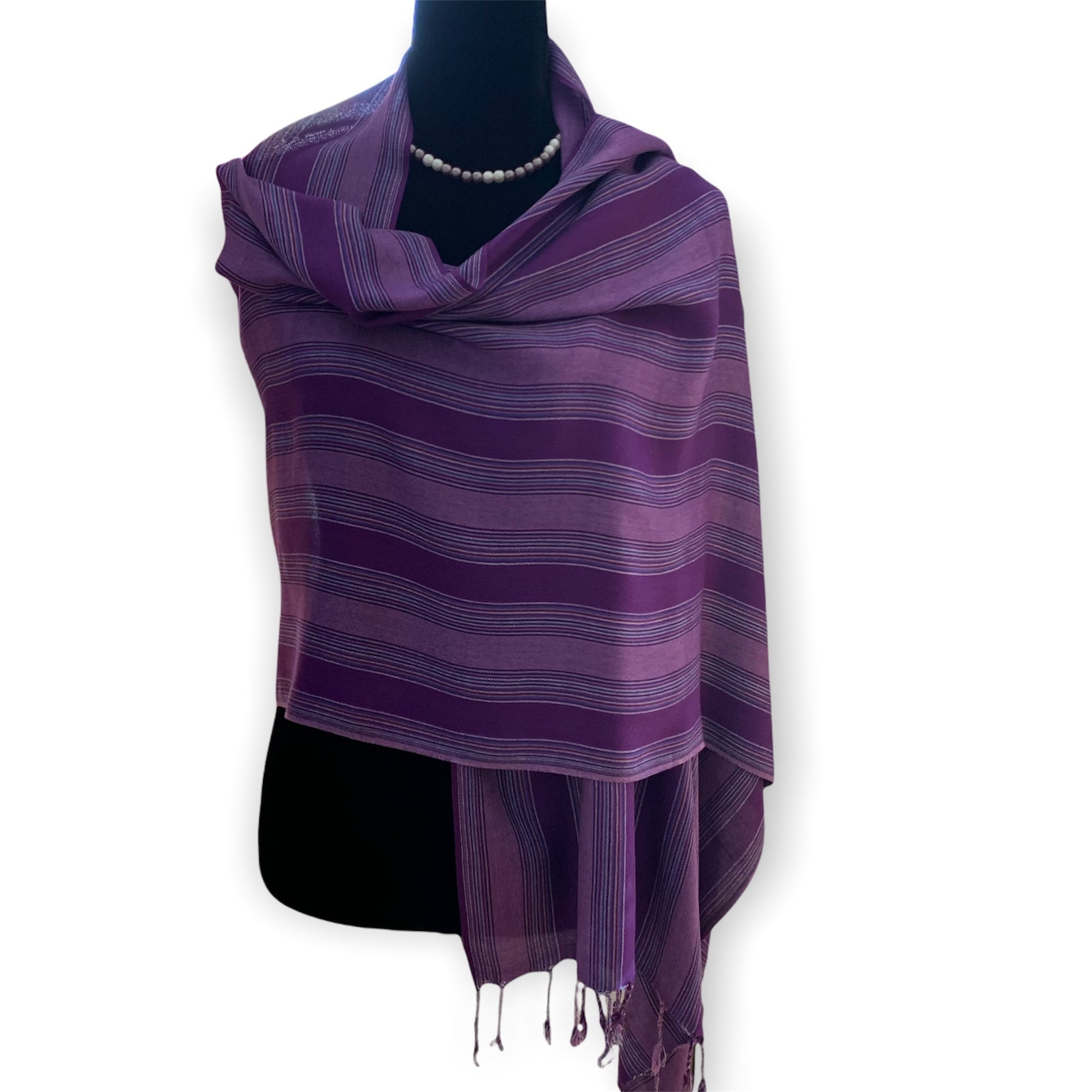 Striped Handwoven Scarf - Violet & Lilac