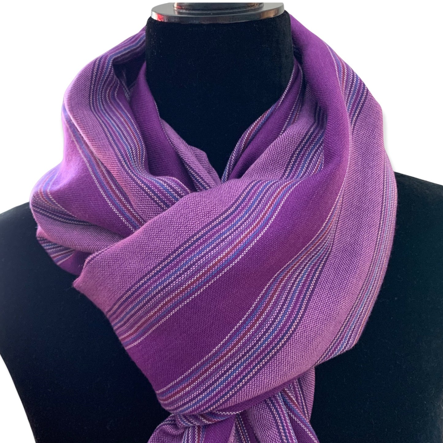 Striped Handwoven Scarf - Violet & Lilac