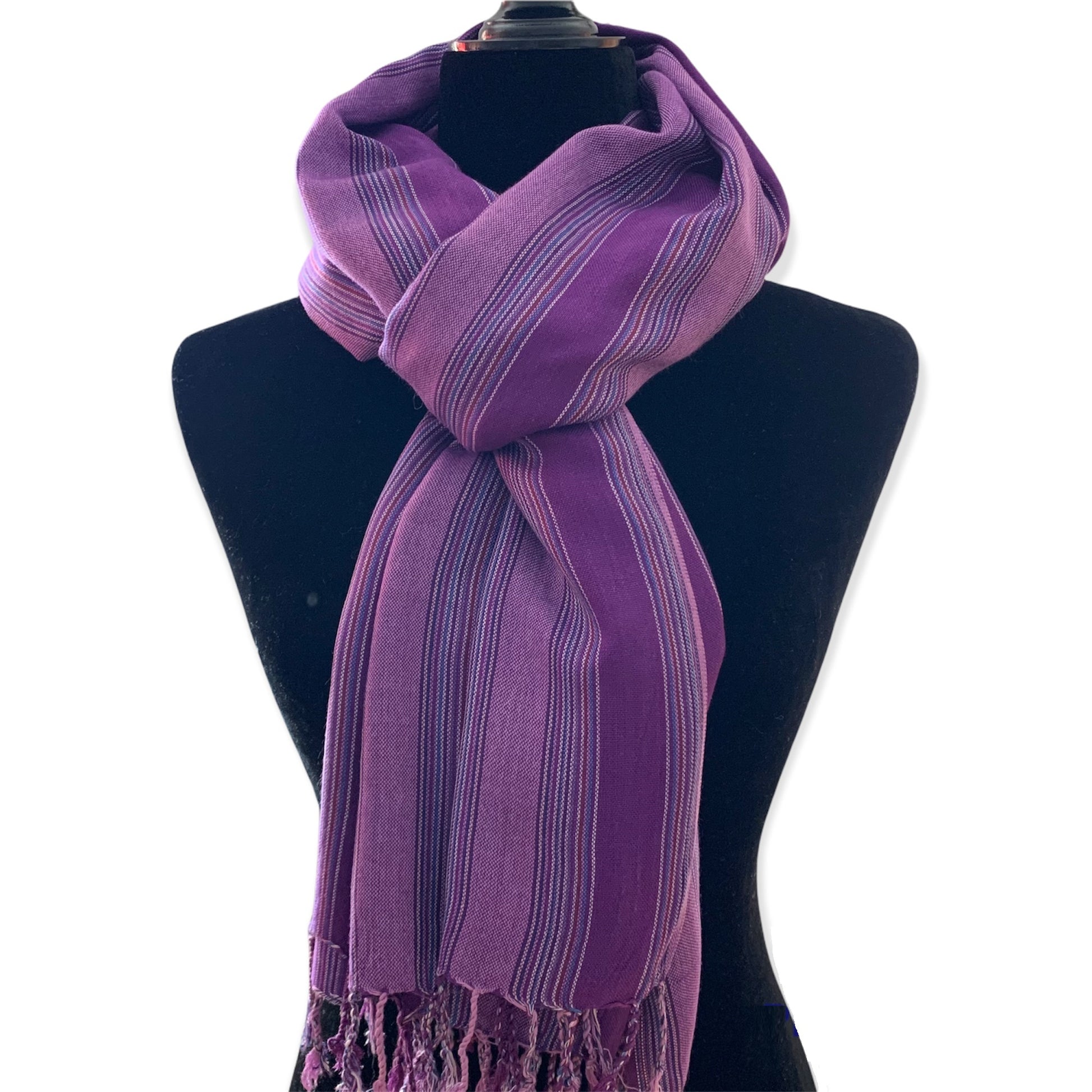 Striped Handwoven Scarf - Violet & Lilac