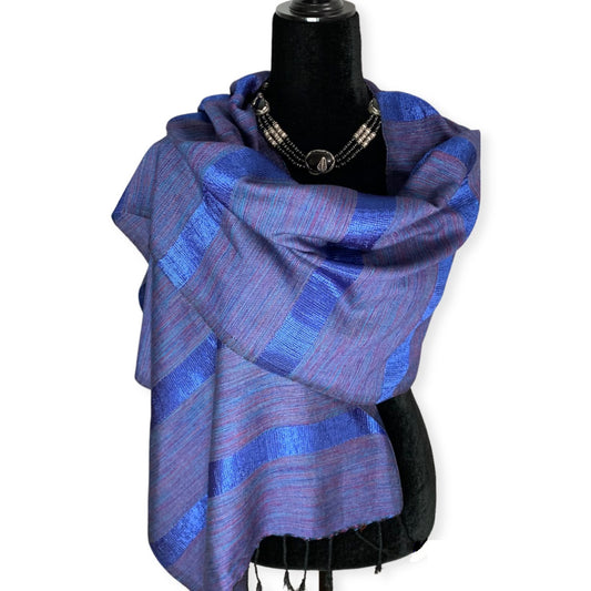 Helyat Handwoven Bamboo Viscose Scarf - Variegated Lapis Lazuli