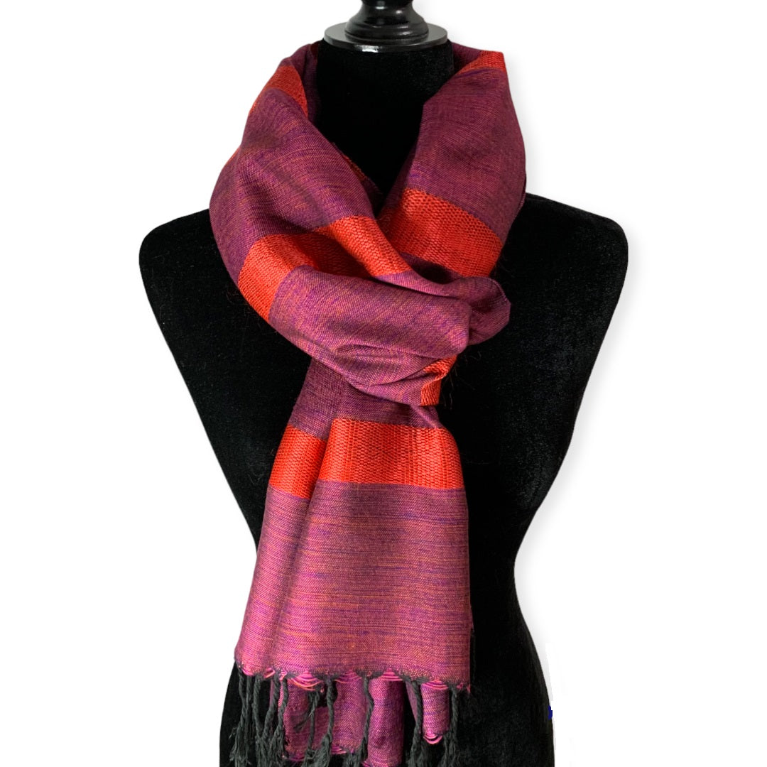 Helyat Handwoven Bamboo Viscose Scarf - Wine 2