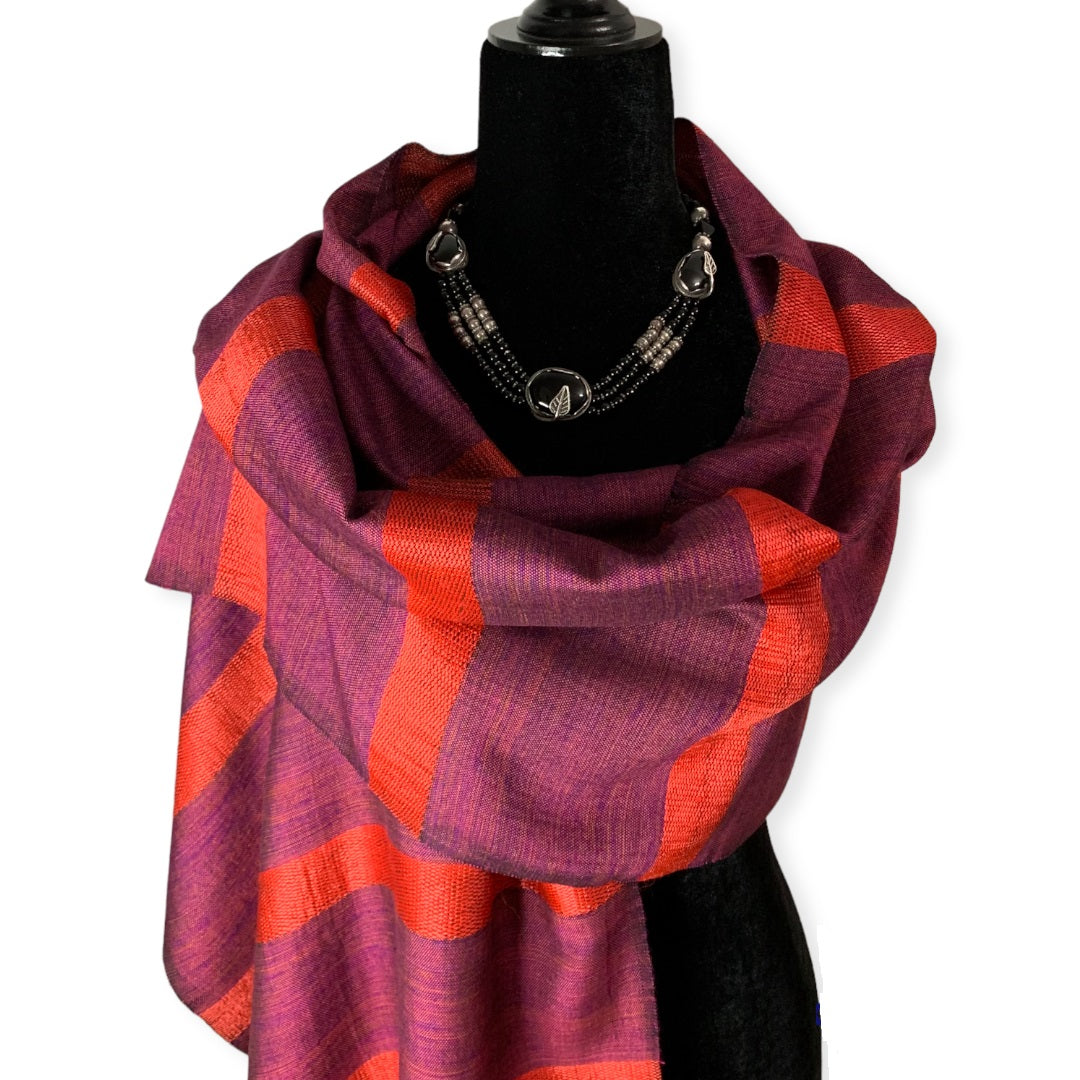 Helyat Handwoven Bamboo Viscose Scarf - Wine 5