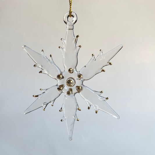 Blown Glass Ornament - Star: Clear